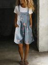 Adriana - Floral denim jumpsuit with soft cotton and vintage wash