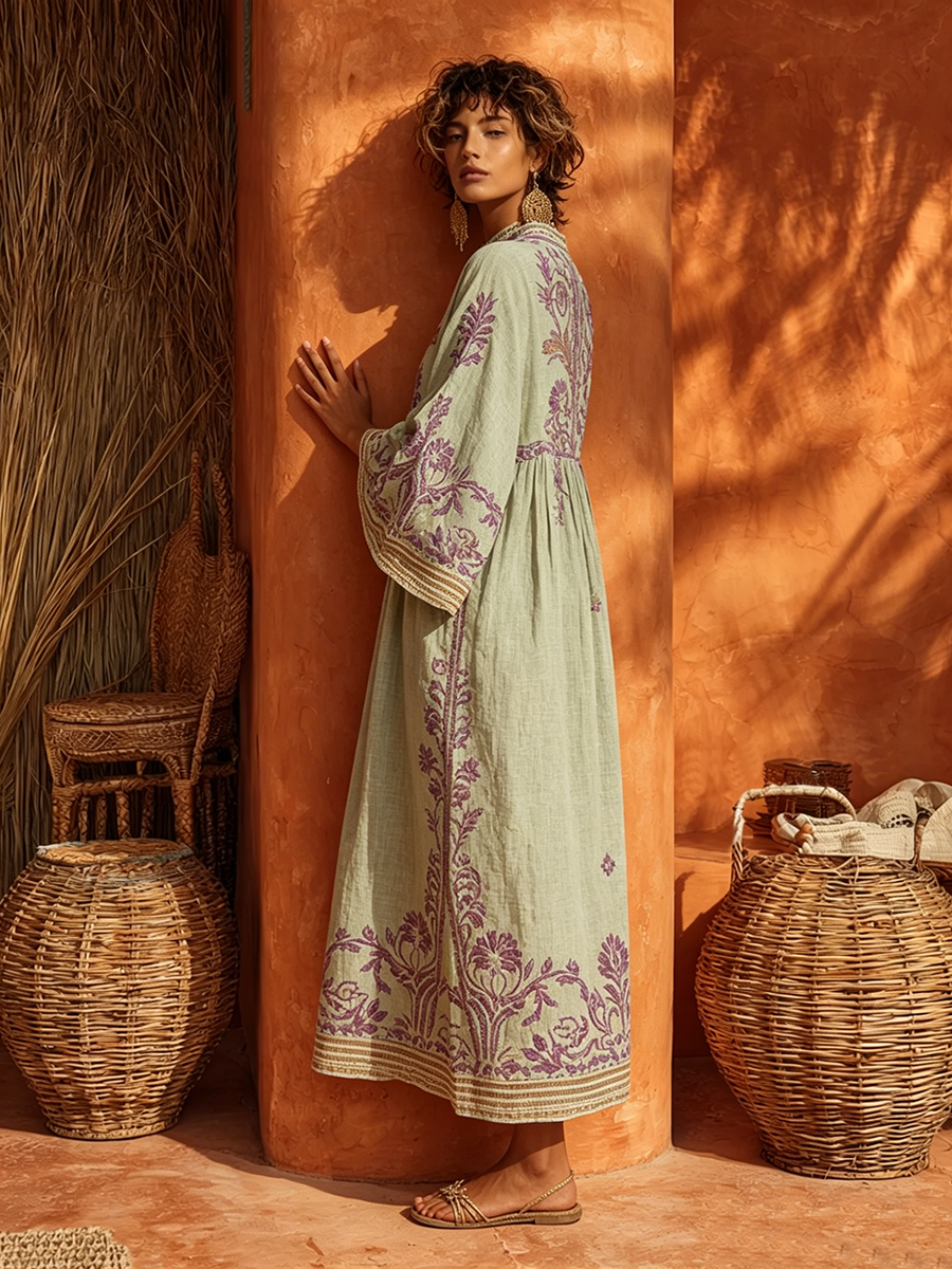 Celestina | Mediterranean Embroidered boho dress