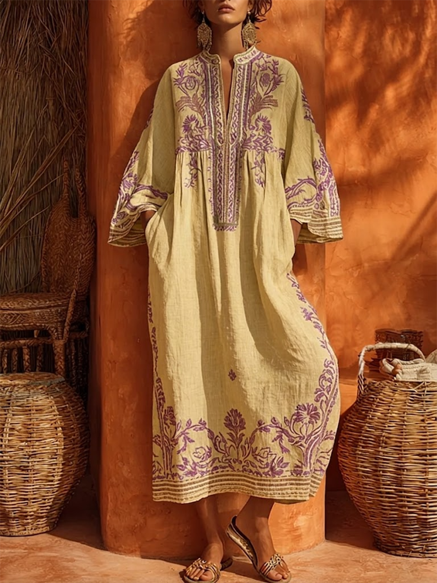 Celestina | Mediterranean Embroidered boho dress