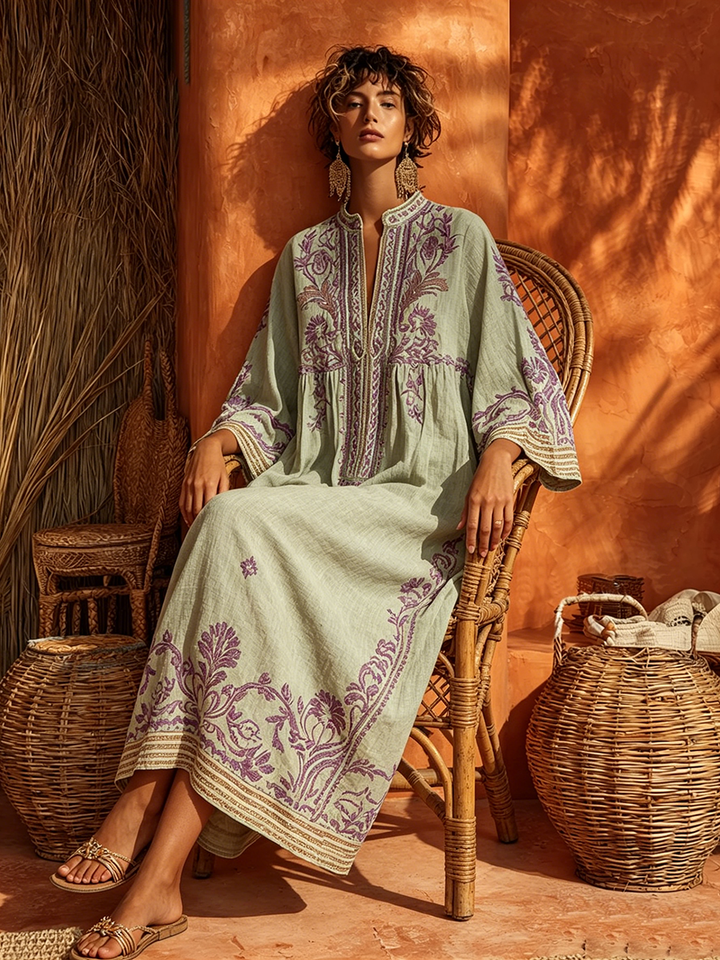 Celestina | Mediterranean Embroidered boho dress