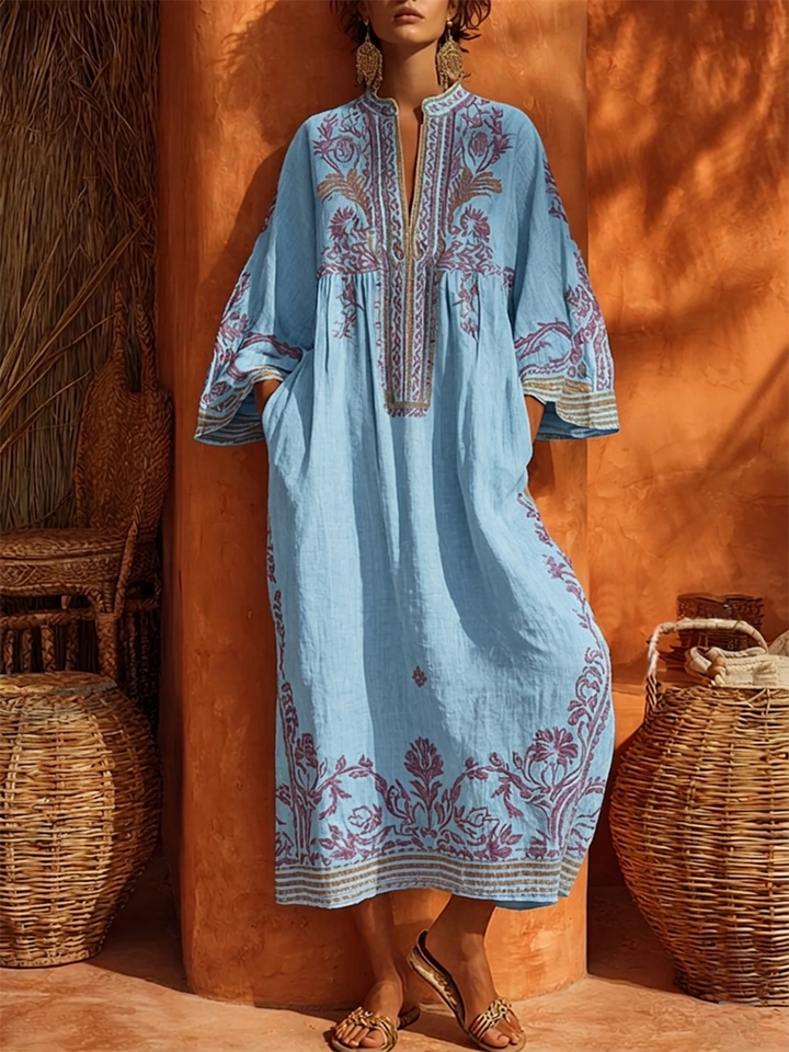 Celestina | Mediterranean Embroidered boho dress