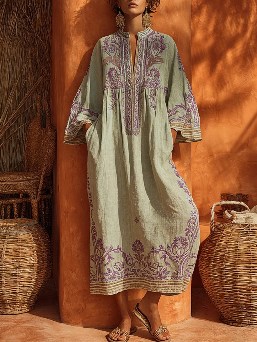 Celestina | Mediterranean Embroidered boho dress