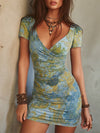 Serena - Elegant paisley print boho mini dress