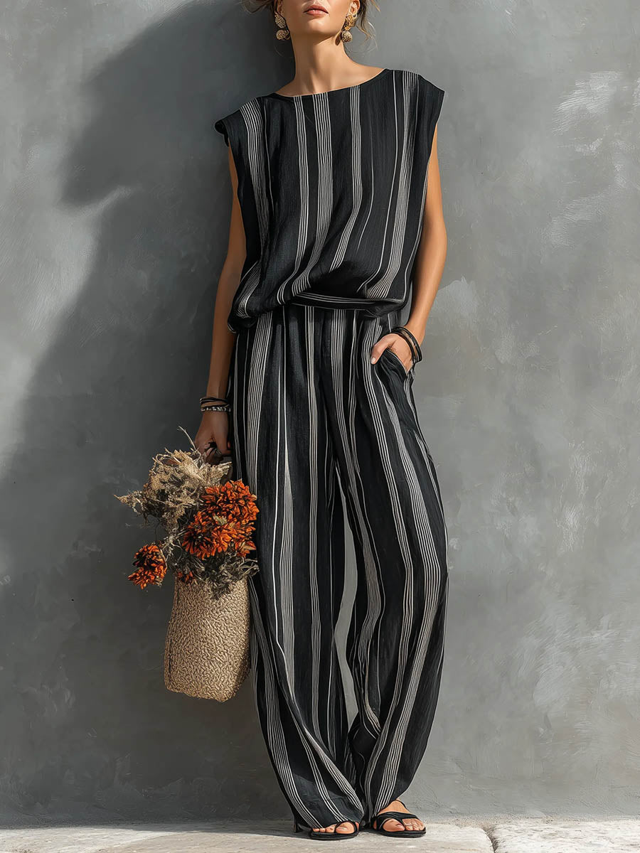 Alexia | Elegant Two-Piece Striped Set