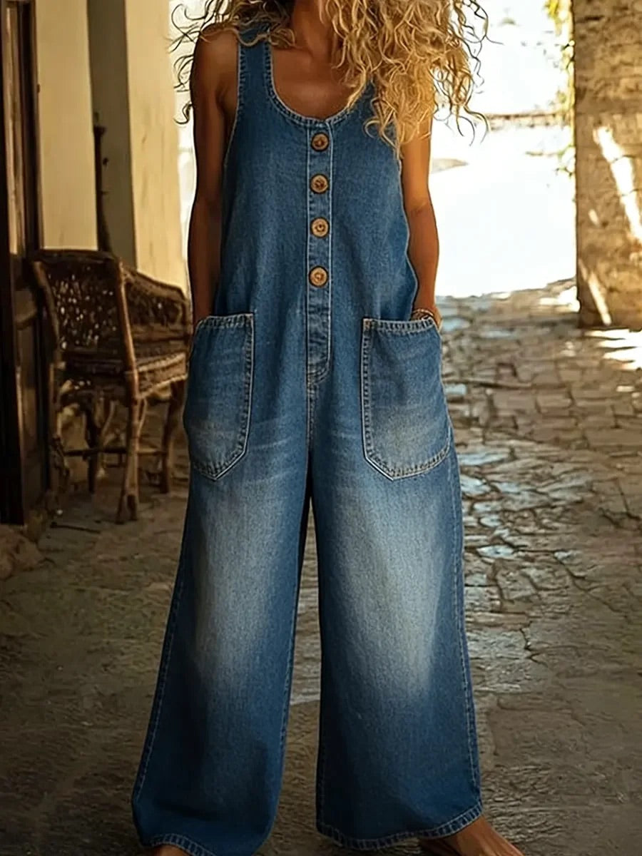 Valentina - Vintage Washed Denim Overalls